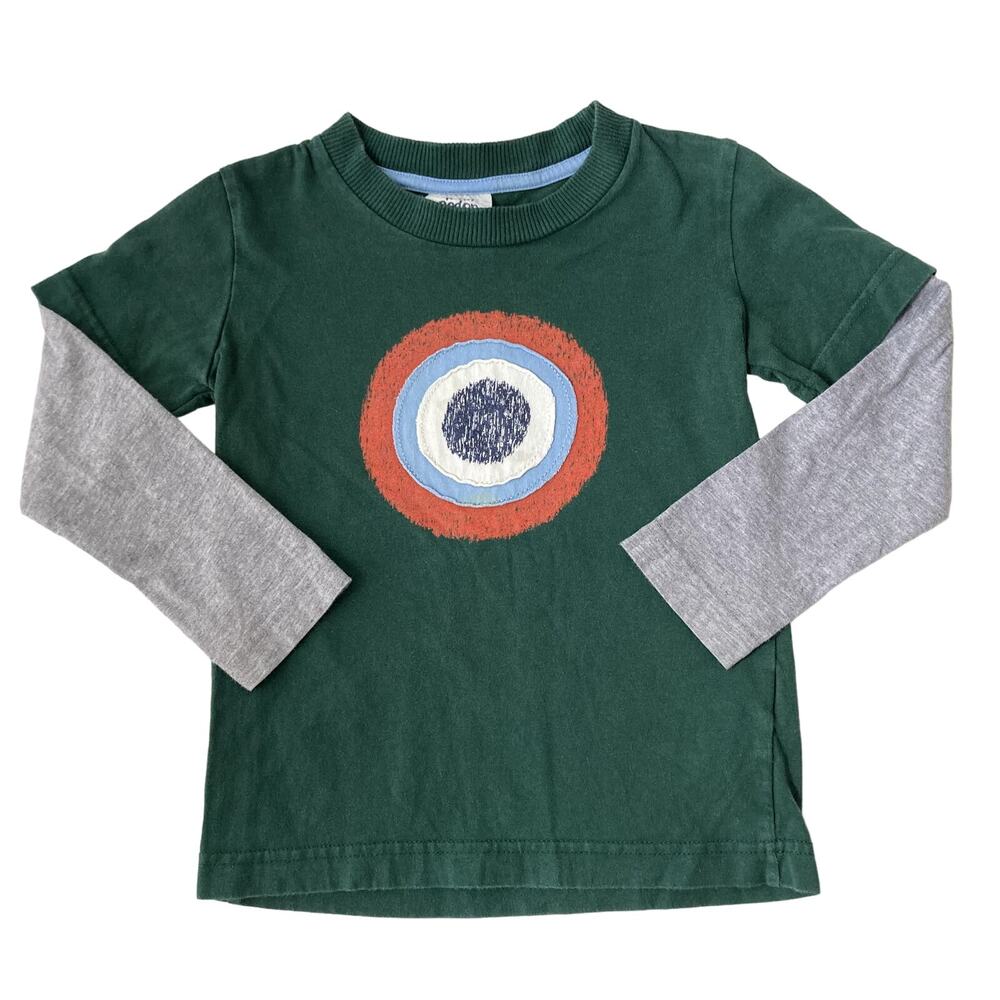 Mini Boden Bullseye Target Applique Long Sleeve Tee - Green - 3-4Y